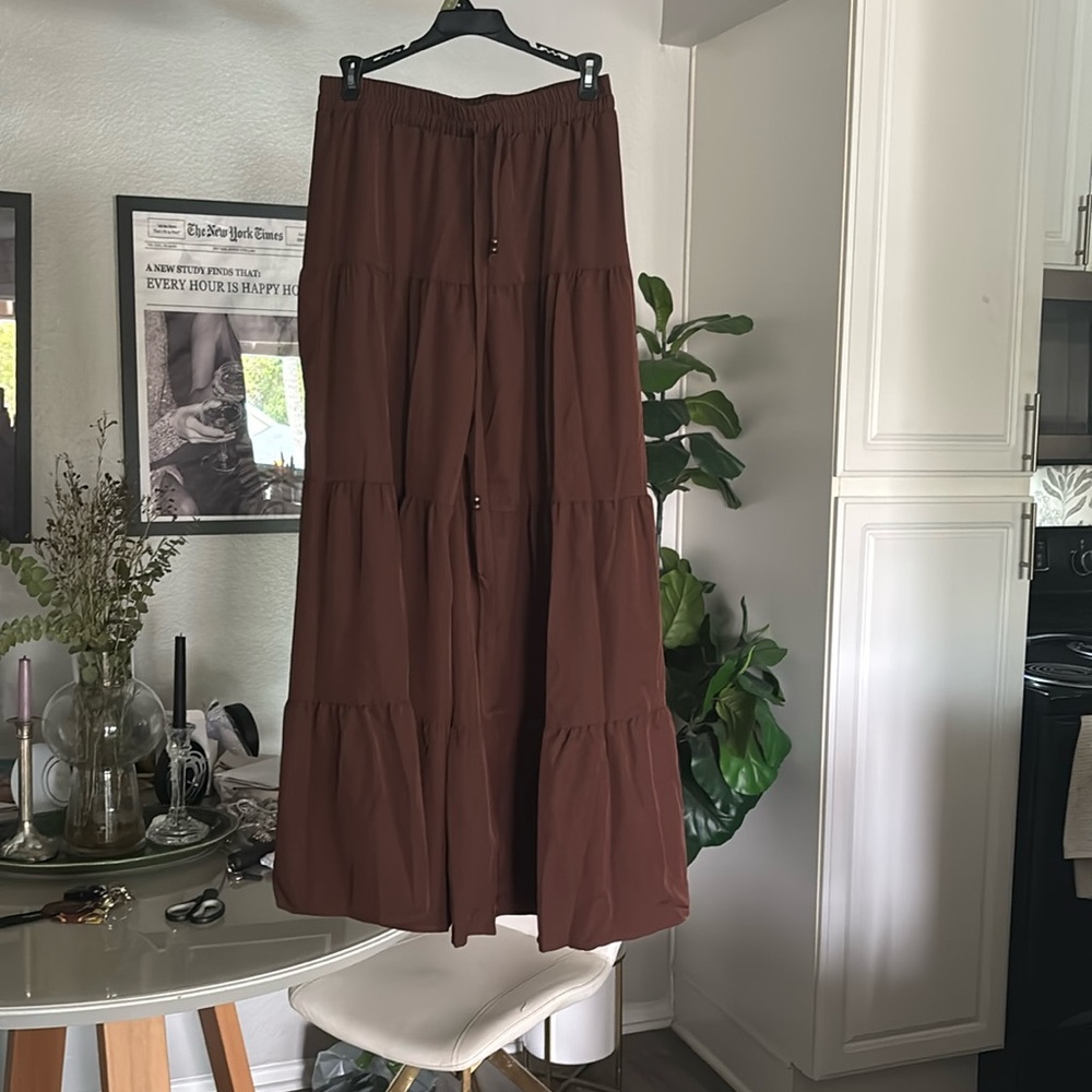 Brown bohemian flowy pants